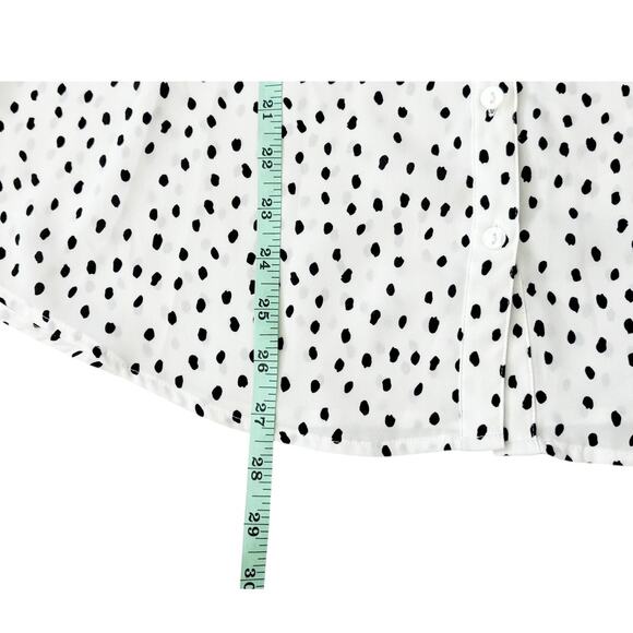 Fortune + Ivy White Black Polka Dot Button-Down Womens Size L - Picture 6 of 7